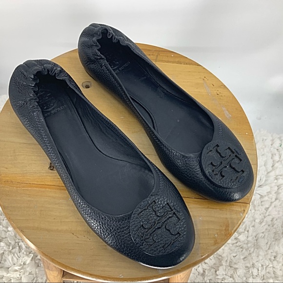 Tory Burch Shoes - Tory Burch reva black tumbled leather  flats 11